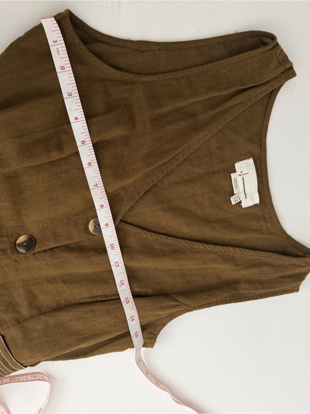 Anthropologie Rhian green linen jumpsuit Waist Tie Sz 8 Casual Urban - Picture 3 of 9